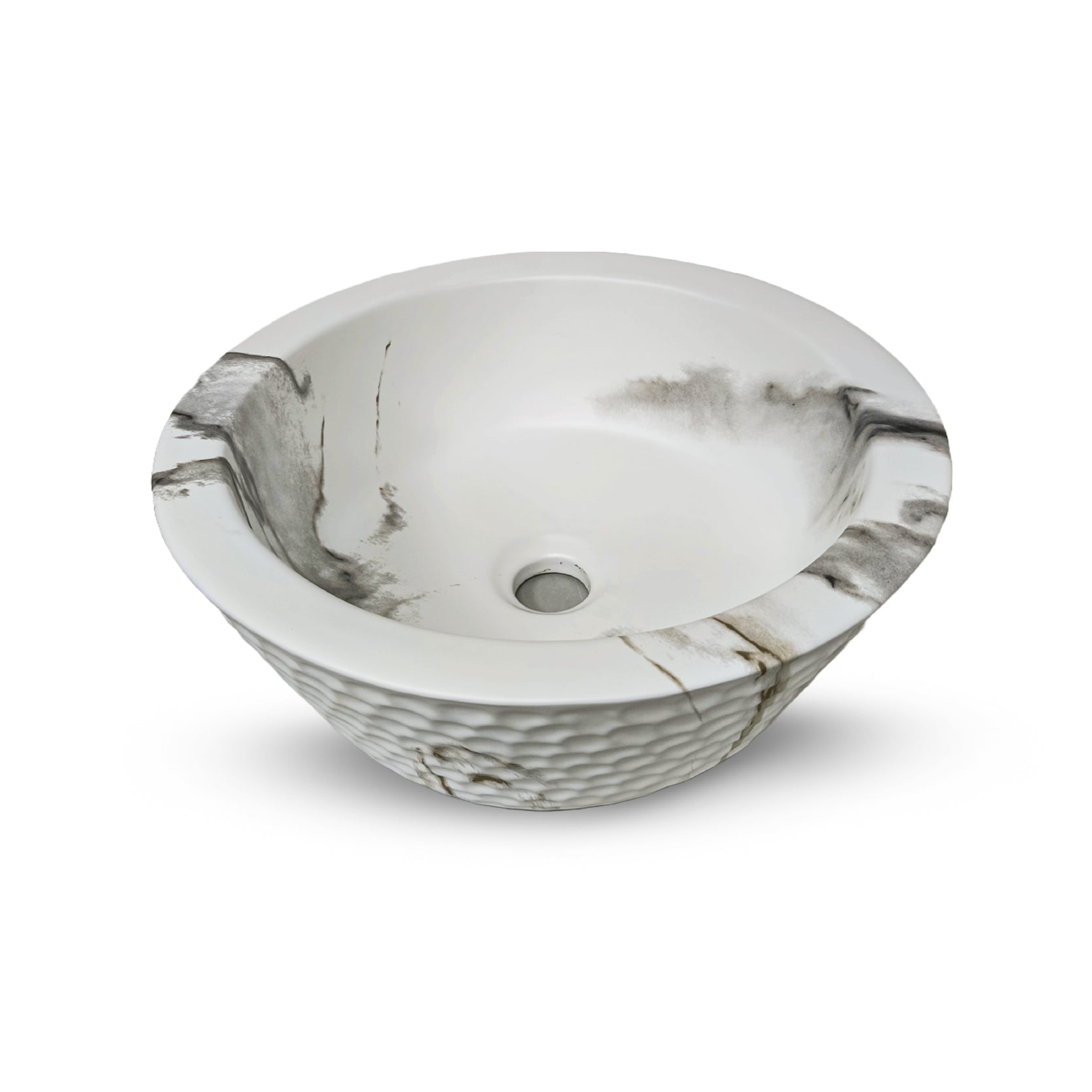 Bowl Loza (468) Mod. Circular Marmoleado Blanco C/Gris 40X33X14.5 - Fratelli